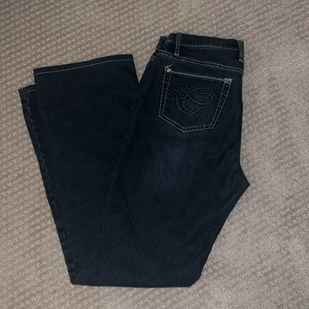 Luisa Cerano Jean. Dark Wash. Medium Rise Straight Leg. Size 10.